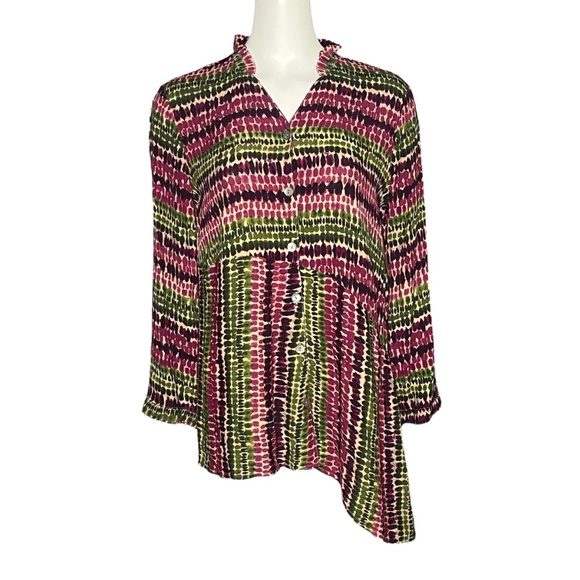 HABITAT Clothes To Live In Colorful Red Asymmetric Tunic Top Women's Size Small - Picture 6 of 6